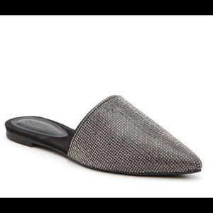 Schutz rhinestone mule pointy toe flats shoes women size 9 B black